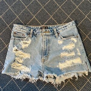 Abercrombie Jean high rise shorts.